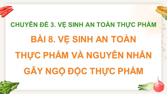 Giáo án điện tử chuyên đề Sinh học 11 cánh diều Bài 8: Vệ sinh an toàn thực phẩm và nguyên nhân gây ngộ độc thực phẩm (P2)