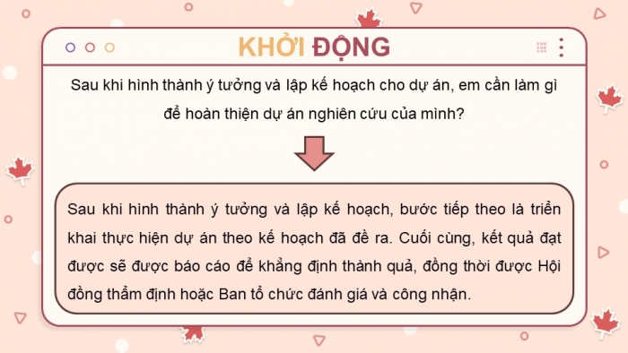 Giáo án điện tử chuyên đề Công nghệ cơ khí 11 cánh diều Bài 3: Triển khai thực hiện và báo cáo kết quả dự án thuộc lĩnh vực kĩ thuật cơ khí