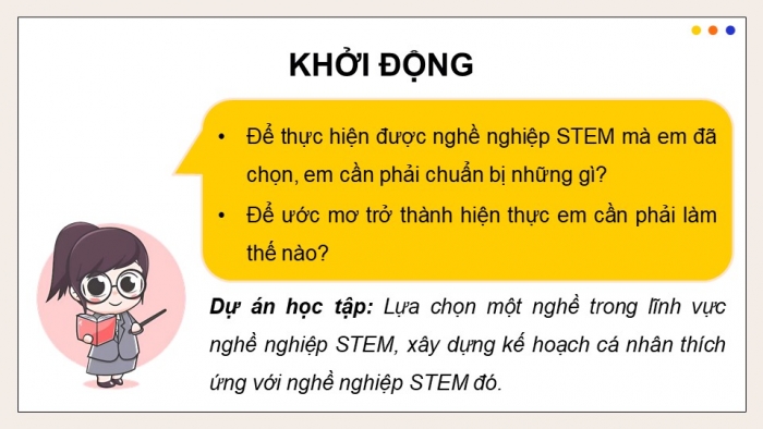 Giáo án điện tử chuyên đề Thiết kế và Công nghệ 10 cánh diều Bài 13: Dự án Xây dựng kế hoạch cá nhân thích ứng với nghề nghiệp STEM