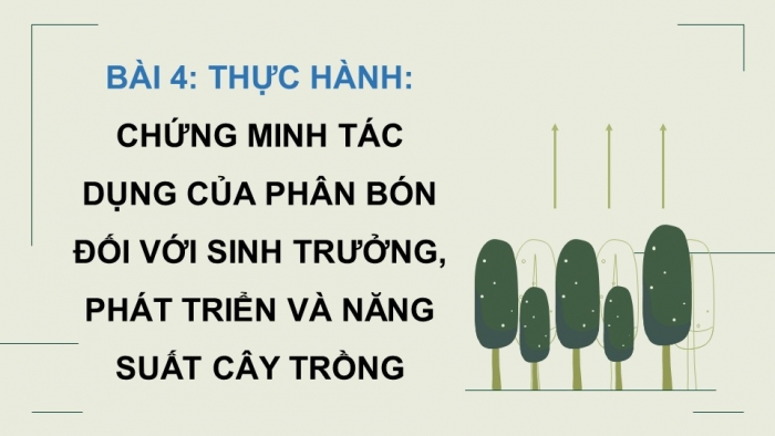 Giáo án điện tử chuyên đề Sinh học 11 chân trời Bài 4: Thực hành Chứng minh tác dụng của phân bón đối với sinh trưởng, phát triển và năng suất cây trồng