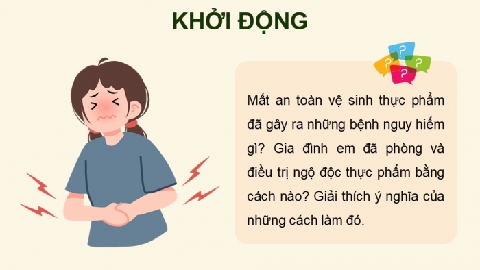 Giáo án điện tử chuyên đề Sinh học 11 cánh diều Bài 9: Tác hại của mất vệ sinh an toàn thực phẩm. Cách phòng và điều trị ngộ độc thực phẩm