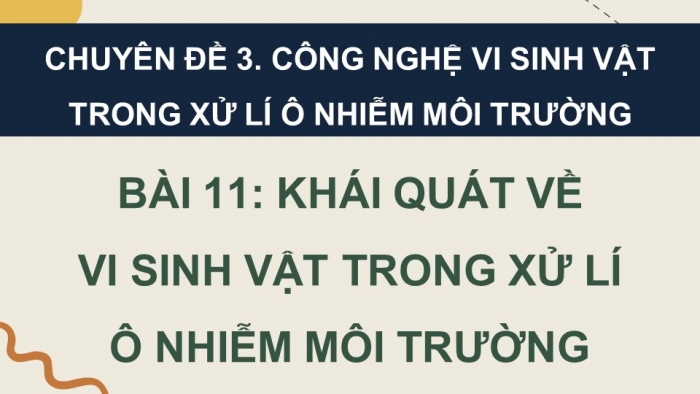 Giáo án điện tử chuyên đề Sinh học 10 cánh diều Bài 11: Khái quát về vi sinh vật trong xử lí ô nhiễm môi trường