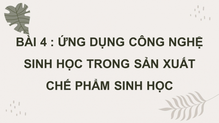 Giáo án điện tử chuyên đề Công nghệ trồng trọt 10 cánh diều Bài 4: Ứng dụng công nghệ sinh học trong sản xuất chế phẩm sinh học