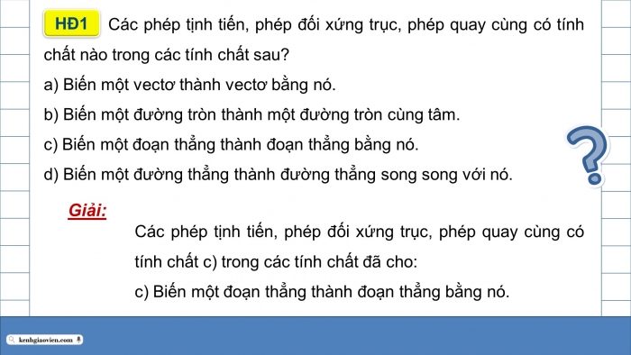 Giáo án điện tử chuyên đề Toán 11 kết nối Bài 5: Phép dời hình