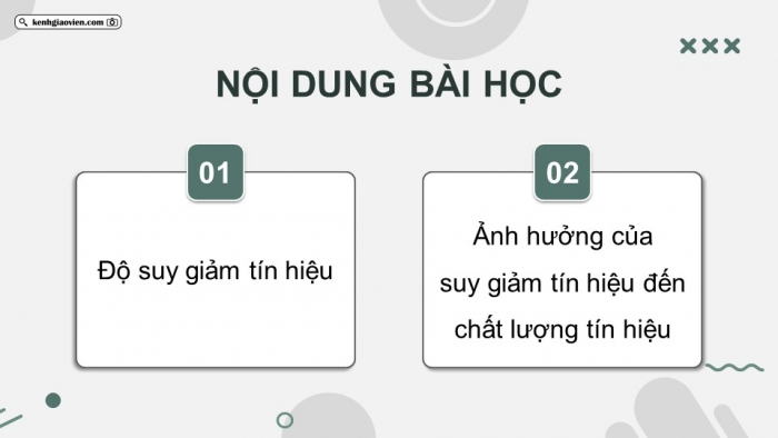 Giáo án điện tử chuyên đề Vật lí 11 chân trời Bài 7: Suy giảm tín hiệu