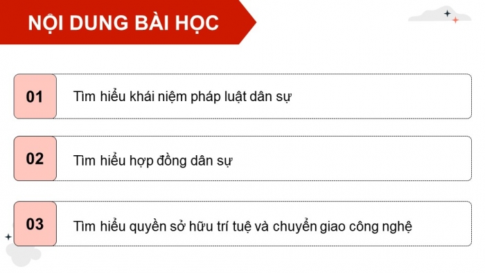 Giáo án điện tử chuyên đề Kinh tế pháp luật 11 cánh diều Bài 7: Một số chế định của pháp luật dân sự về hợp đồng dân sự, nghĩa vụ dân sự, sở hữu trí tuệ và chuyển giao công nghệ