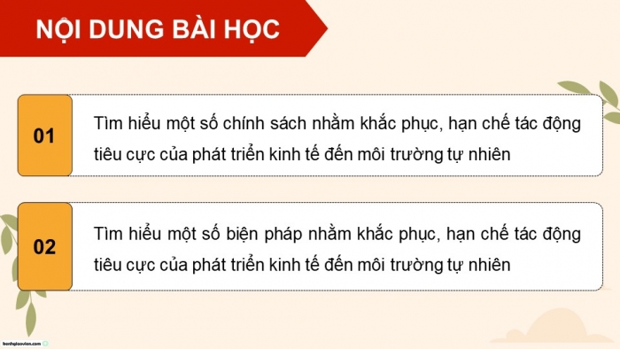 Giáo án điện tử chuyên đề Kinh tế pháp luật 11 cánh diều Bài 2: Một số chính sách và biện pháp nhằm khắc phục, hạn chế tác động tiêu cực của phát triển kinh tế đến môi trường tự nhiên