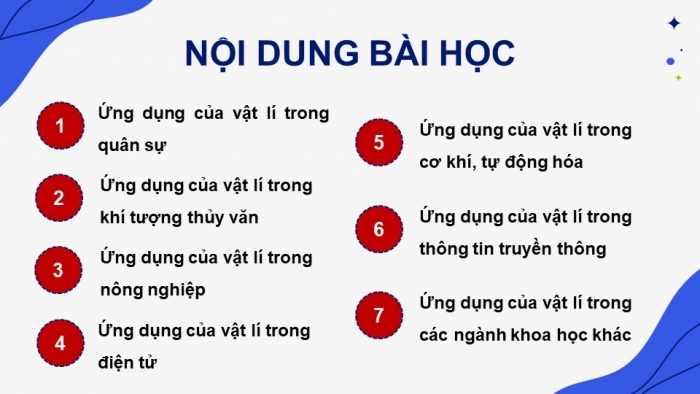 Giáo án điện tử chuyên đề Vật lí 10 cánh diều Bài 2: Ứng dụng của vật lí trong một số lĩnh vực