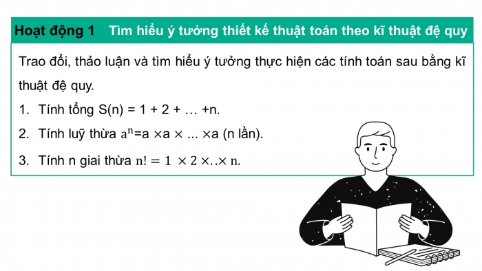 Giáo án điện tử chuyên đề Khoa học máy tính 11 kết nối Bài 2: Thiết kế thuật toán đệ quy