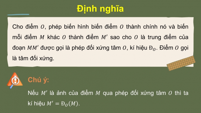 Giáo án điện tử chuyên đề Toán 11 chân trời Bài 4: Phép đối xứng tâm