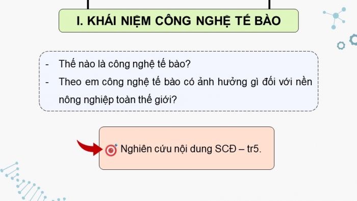 Giáo án điện tử chuyên đề Sinh học 10 chân trời Bài 1: Khái quát về công nghệ tế bào