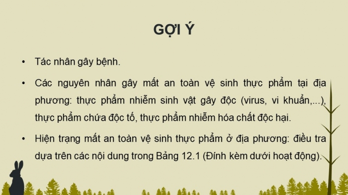 Giáo án điện tử chuyên đề Sinh học 11 chân trời Bài 12: Dự án Điều tra về hiện trạng mất vệ sinh an toàn thực phẩm tại địa phương