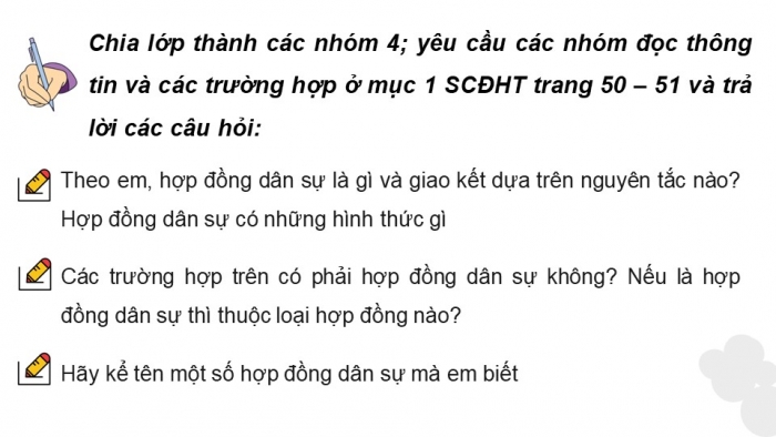 Giáo án điện tử chuyên đề Kinh tế pháp luật 11 cánh diều Bài 7: Một số chế định của pháp luật dân sự về hợp đồng dân sự, nghĩa vụ dân sự, sở hữu trí tuệ và chuyển giao công nghệ