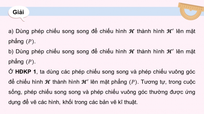 Giáo án điện tử chuyên đề Toán 11 chân trời Bài 1: Hình biểu diễn của một hình, khối