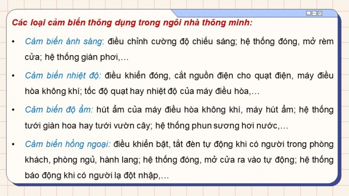 Giáo án điện tử chuyên đề Thiết kế và Công nghệ 10 cánh diều Bài 7: Cảm biến trong ngôi nhà thông minh