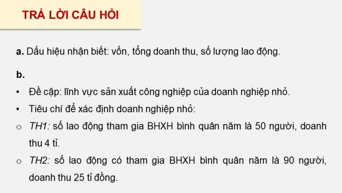 Giáo án điện tử chuyên đề Kinh tế pháp luật 10 cánh diều Bài 4: Doanh nghiệp nhỏ và lĩnh vực sản xuất kinh doanh của doanh nghiệp nhỏ