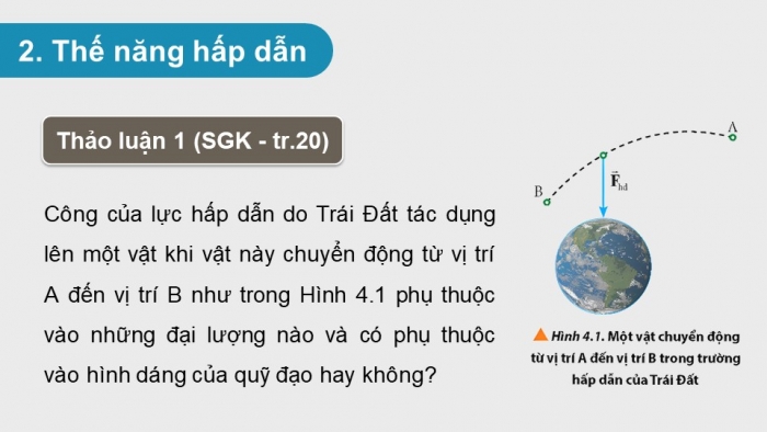 Giáo án điện tử chuyên đề Vật lí 11 chân trời Bài 4: Thế năng hấp dẫn. Thế hấp dẫn