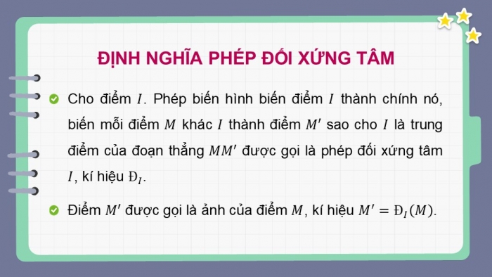 Giáo án điện tử chuyên đề Toán 11 cánh diều Bài 1: Phép dời hình (P2)