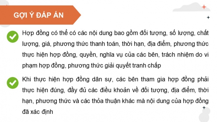 Giáo án điện tử chuyên đề Kinh tế pháp luật 11 cánh diều Bài 7: Một số chế định của pháp luật dân sự về hợp đồng dân sự, nghĩa vụ dân sự, sở hữu trí tuệ và chuyển giao công nghệ