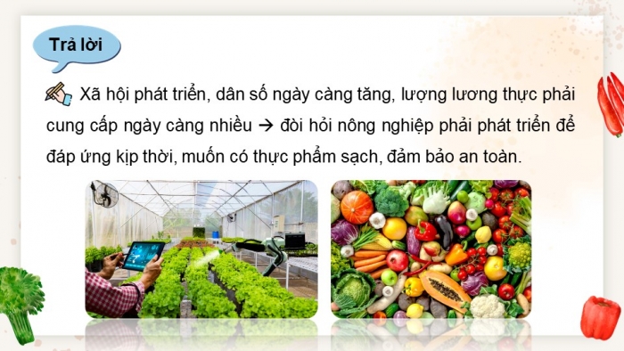 Giáo án điện tử chuyên đề Sinh học 11 chân trời Bài 1: Khái quát về nông nghiệp sạch