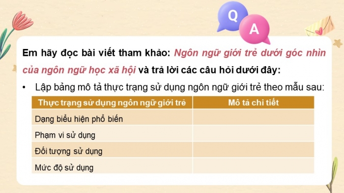 Giáo án điện tử chuyên đề Ngữ văn 11 chân trời CĐ 2 Phần 3: Cách vận dụng yếu tố mới của ngôn ngữ đương đại trong giao tiếp