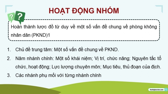 Giáo án điện tử Quốc phòng an ninh 11 cánh diều Bài 5: Kiến thức phổ thông về phòng không nhân dân