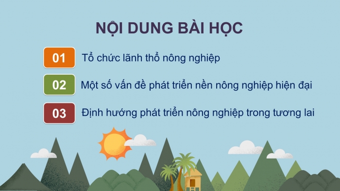 Giáo án điện tử địa lí 10 chân trời bài 27: Tổ chức lãnh thổ nông nghiệp, vấn đề phát triển nông nghiệp hiện đại và định hướng phát triển nông nghiệp