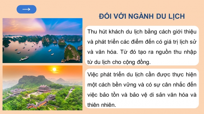 Giáo án điện tử Lịch sử 10 cánh diều Bài 3: Sử học với công tác bảo tồn và phát huy giá trị di sản văn hoá, di sản thiên nhiên và phát triển du lịch