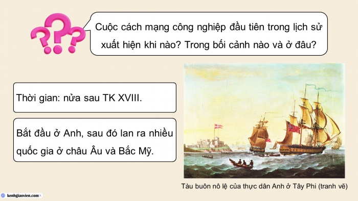 Giáo án điện tử Lịch sử 10 kết nối Bài 6: Các cuộc cách mạng công nghiệp thời cận đại