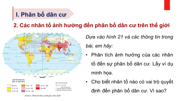 Giáo án điện tử địa lí 10 chân trời bài 21:Phân bố dân cư và đô thị hóa
