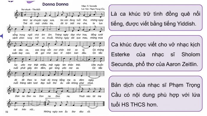 Giáo án điện tử Âm nhạc 9 kết nối Tiết 28: Hát Bài hát Donna Donna