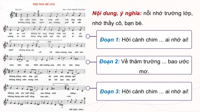Giáo án điện tử Âm nhạc 9 kết nối Tiết 32: Hát Bài hát Một thời để nhớ, Nghe nhạc Bài hát Khi tóc thầy bạc trắng