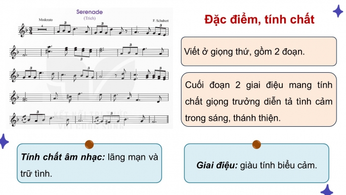 Giáo án điện tử Âm nhạc 9 kết nối Tiết 29: Thường thức âm nhạc Nhạc sĩ Franz Peter Schubert và khúc nhạc Serenade, Ôn bài hát Donna Donna