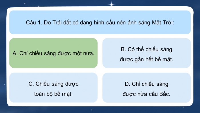Trò chơi khởi động Địa lí 6 cánh diều Bài 6: Chuyển động tự quay quanh trục của Trái Đất và các hệ quả địa lí