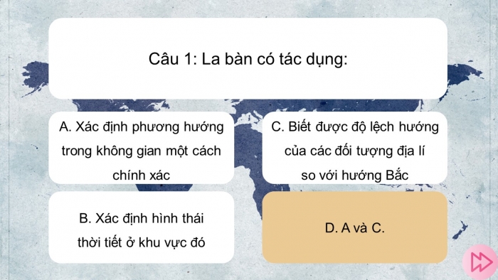 Trò chơi khởi động Địa lí 6 cánh diều Bài 8: Xác định phương hướng ngoài thực địa