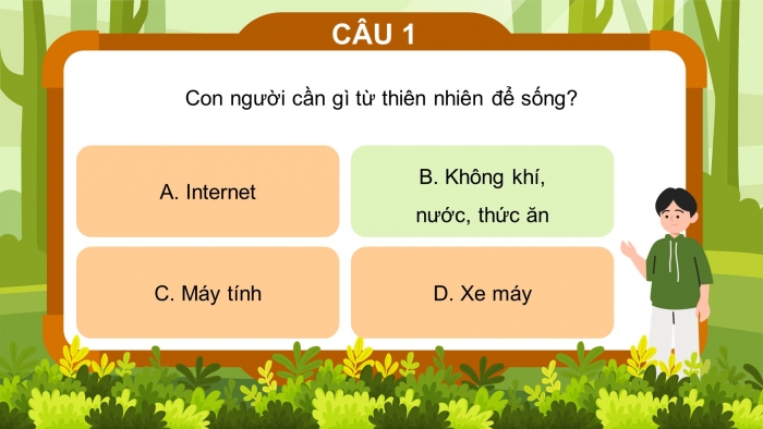 Trò chơi khởi động Địa lí 6 kết nối Bài 28: Mối quan hệ giữa con người và thiên nhiên