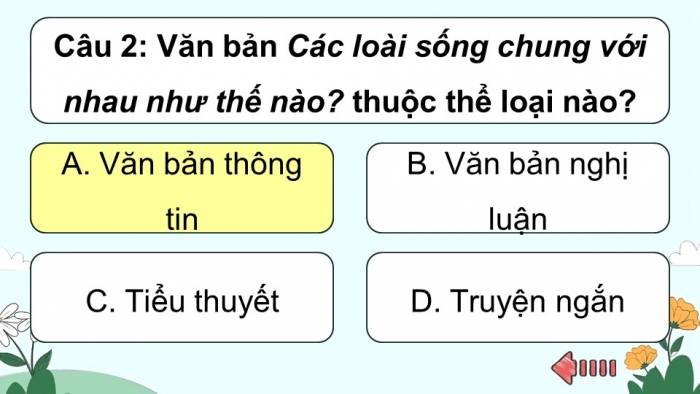 Trò chơi khởi động Ngữ văn 6 kết nối Bài 9: Các loài chung sống với nhau như thế nào?