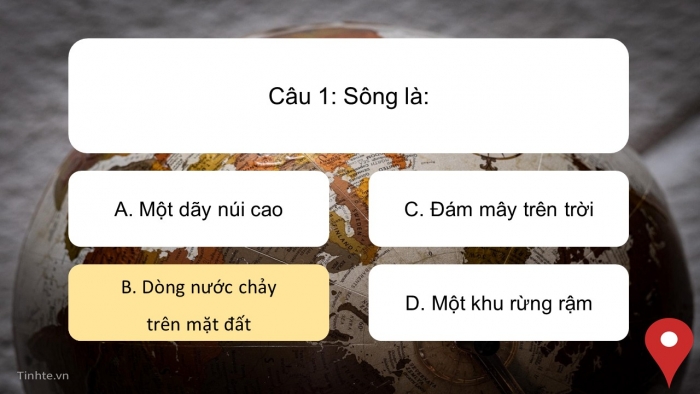 Trò chơi khởi động Địa lí 6 chân trời Bài 17: Sông và hồ