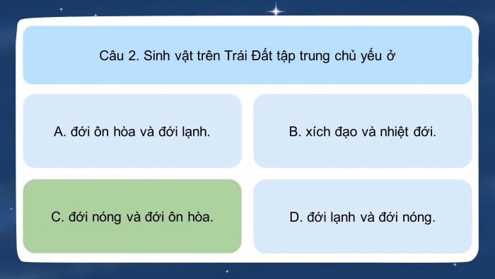 Trò chơi khởi động Địa lí 6 chân trời Bài 20: Sinh vật và sự phân bố các đới thiên nhiên. Rừng nhiệt đới