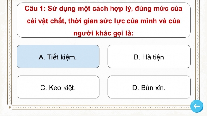 Trò chơi khởi động Công dân 6 kết nối Bài 8: Tiết kiệm