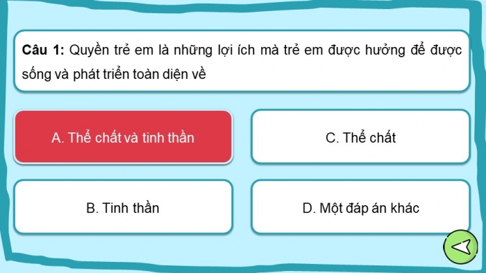 Trò chơi khởi động Công dân 6 chân trời Bài 11: Quyền cơ bản của trẻ em
