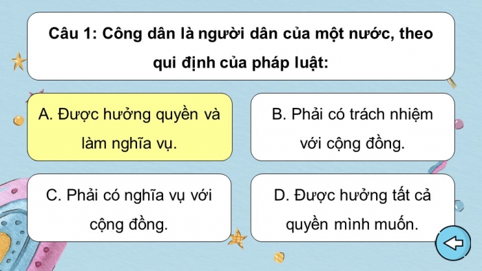 Trò chơi khởi động Công dân 6 kết nối Bài 9: Công dân nước Cộng hoà xã hội chủ nghĩa Việt Nam
