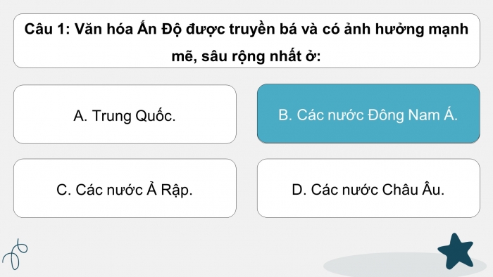Trò chơi khởi động Lịch sử 6 chân trời Bài 8: Ấn Độ cổ đại
