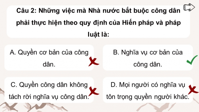Trò chơi khởi động Công dân 6 kết nối Bài 10: Quyền và nghĩa vụ cơ bản của công dân