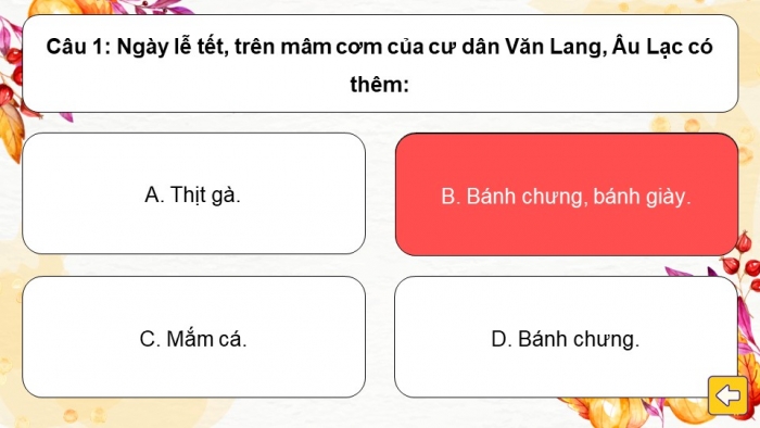Trò chơi khởi động Lịch sử 6 chân trời Bài 15: Đời sống của người Việt thời kì Văn Lang, Âu Lạc