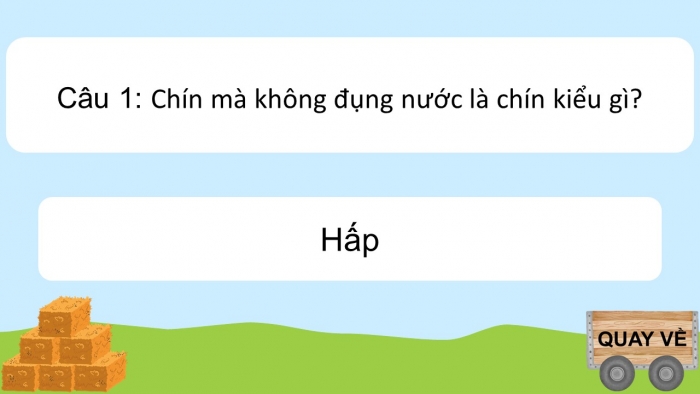 Trò chơi khởi động Công nghệ 6 cánh diều Bài 7: Chế biến thực phẩm