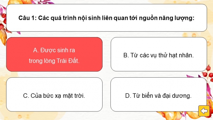 Trò chơi khởi động Địa lí 6 cánh diều Bài 10: Quá trình nội sinh và ngoại sinh. Hiện tượng tạo núi