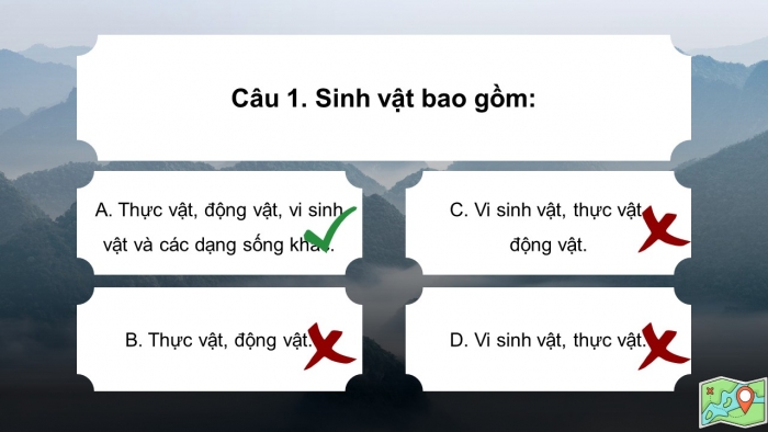 Trò chơi khởi động Địa lí 6 cánh diều Bài 22: Sự đa dạng của thế giới sinh vật. Các đới thiên nhiên trên Trái Đất. Rừng nhiệt đới