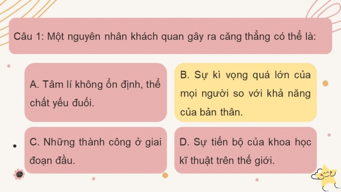 Trò chơi khởi động Công dân 7 kết nối Bài 6: Ứng phó với tâm lí căng thẳng