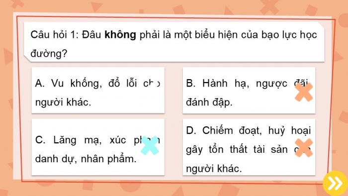 Trò chơi khởi động Công dân 7 kết nối Bài 7: Phòng, chống bạo lực học đường